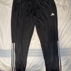 Adidas men’s Black Joggers with White Stripes